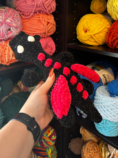 Dragon Crochet Plushie - Black and Pink Glitz