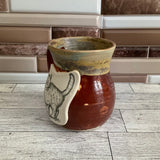 12 oz Green Tea over Cordovan Scaredy Cat Ceramic Mug