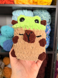 Capybara w/ Frog Hat Crochet Plushie