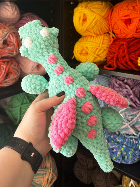 Dragon Crochet Plushie - Seaglass and Bubblegum