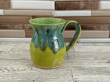 14 oz Aurora Green over Green Opal Dancing Cat Ceramic Mug