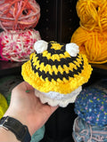 Small Ghost Crochet Plushie w/ Bee Bucket Hat