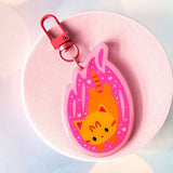 Orange Tabby Cat Comet Glitter Acrylic Charm
