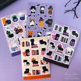 Witchy Book Cats -Orange Vinyl Sticker Sheet