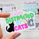 Easily Distracted By Cats 3-in vinyl cat sticker