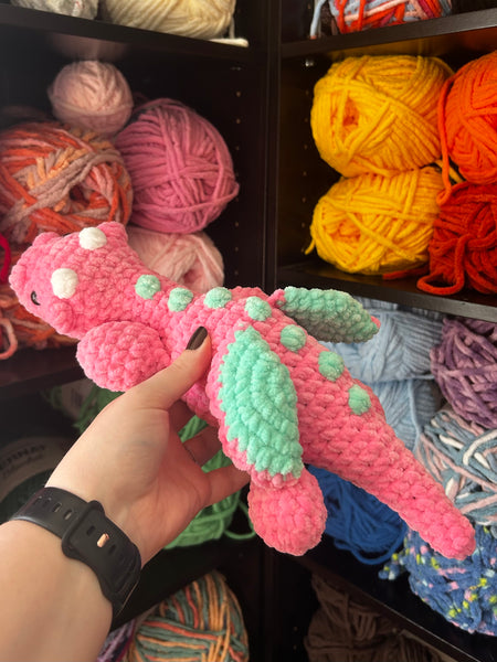 Dragon Crochet Plushie - Bubblegum and Seaglass