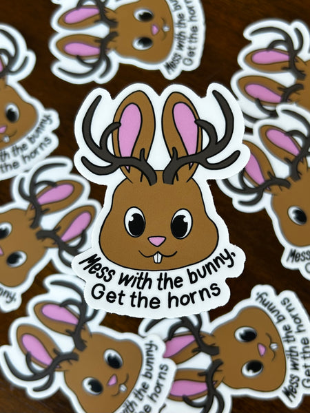 Mess with the Bunny Jackalope Sticker