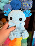 Axolotl Weighted Crochet Plushie - Light Blue