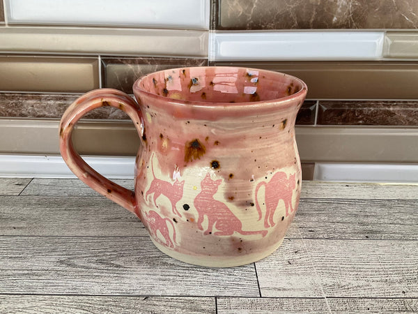 19 oz Amaryllis Pink Cat Ceramic Mug