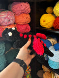 Dragon Crochet Plushie - Black and Pink Glitz
