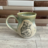 12 oz Green Tea over Micro Pearl Hugging Cats Ceramic Mug