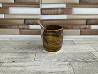 9 oz Glitter Brown Ceramic Straw Cup