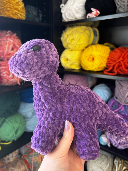 Mini Brontosaurus Crochet Plushie - Meadow Purple