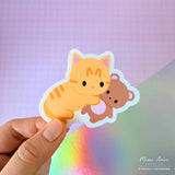 Tabby Cat Teddy Bear Vinyl Sticker