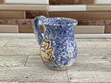 11 oz Robin's Egg Cat on Back Ceramic Mug