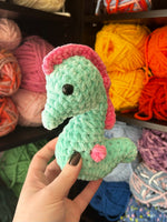 Seahorse Crochet Plushie - Seaglass and Bubblegum