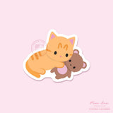 Tabby Cat Teddy Bear Vinyl Sticker