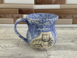 16 oz Robin's Egg Laying Down Cat Ceramic Mug