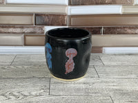 11 oz Black Jellyfish Ceramic Thumb Indent Cup