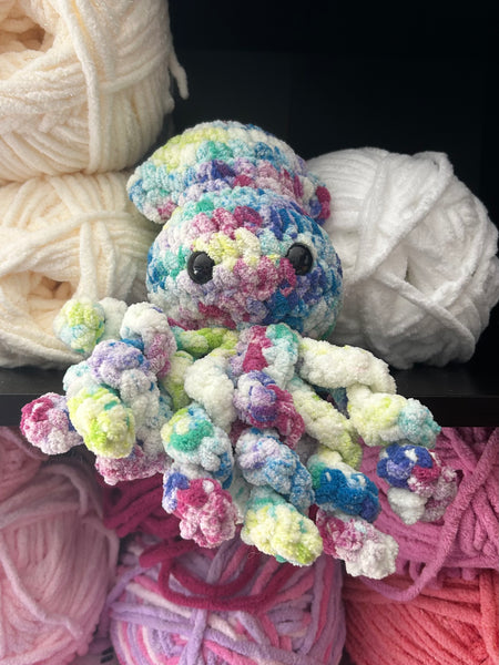 Baby Squid Crochet Plushie - Groovy Glow