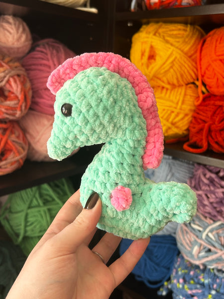 Seahorse Crochet Plushie - Seaglass and Bubblegum