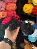 Dragon Crochet Plushie - Black and Pink Glitz