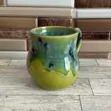11 oz Aurora Green over Green Opal Tuxedo Cat Ceramic Mug