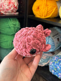 Pocket Whale Crochet Plushie - Berry