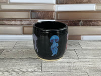 11 oz Black Jellyfish Ceramic Thumb Indent Cup