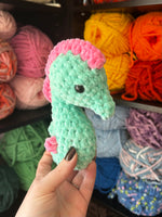 Seahorse Crochet Plushie - Seaglass and Bubblegum