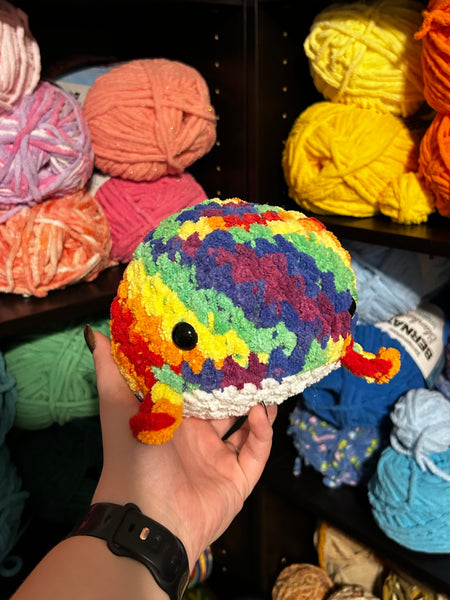 Whimsical Whale Crochet Plushie - Rainbow