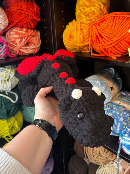 Dragon Crochet Plushie - Black and Red