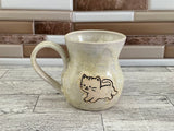 12 oz Micro Pearl Running Cat Ceramic Mug