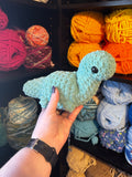 Mini Brontosaurus Crochet Plushie - Misty Green