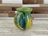 14 oz Aurora Green over Green Opal Dancing Cat Ceramic Mug