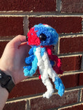 Jellyfish Crochet Plushie - Red, White and Blue