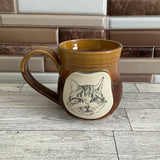 12 oz Tea Dust Flux Cat Head Ceramic Mug
