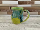 14 oz Aurora Green over Green Opal Dancing Cat Ceramic Mug