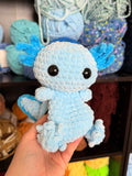 Axolotl Weighted Crochet Plushie - Light Blue