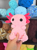 Axolotl Weighted Crochet Plushie - Light Pink