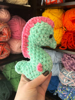 Seahorse Crochet Plushie - Seaglass and Bubblegum