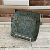 Stoned Denim Textured Dinosaur Ceramic 4" Diameter Square Plate