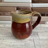 12 oz Green Tea over Cordovan Scaredy Cat Ceramic Mug