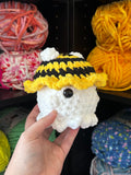 Small Ghost Crochet Plushie w/ Bee Bucket Hat