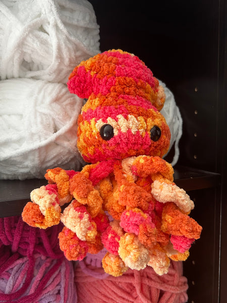 Baby Squid Crochet Plushie - Pink Lemonade