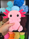 Axolotl Weighted Crochet Plushie - Light Pink