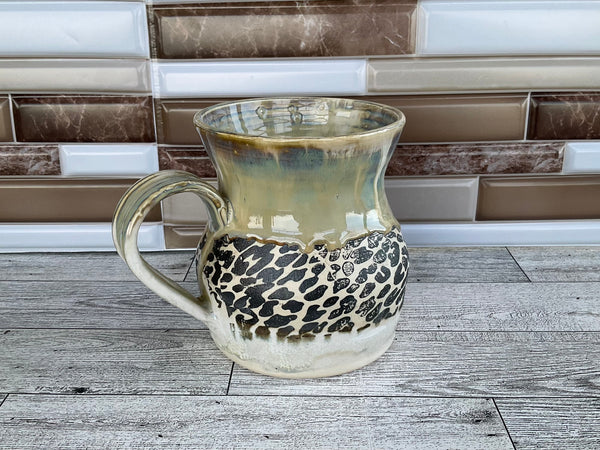 18 oz Opal Lustre over Micro Pearl Leopard Ceramic Mug