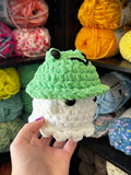 Small Ghost Crochet Plushie w/ Frog Bucket Hat