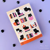 Witchy Book Cats -Orange Vinyl Sticker Sheet