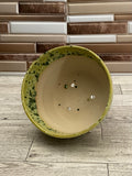 Green Splatterware Ceramic Planter with Detached Base